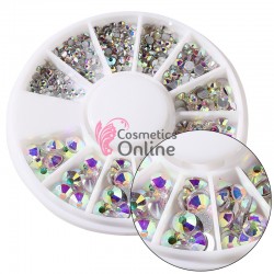 Carusel 3D pentru unghii C077 cu strasuri din Cristale Argintii cu Relexii 400 buc 1,5-3mm